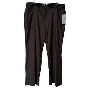 NEW Apt 9 Dress Pants Modern Fit Gray Pin Stripe Belt Stretch Trouser Womens 18